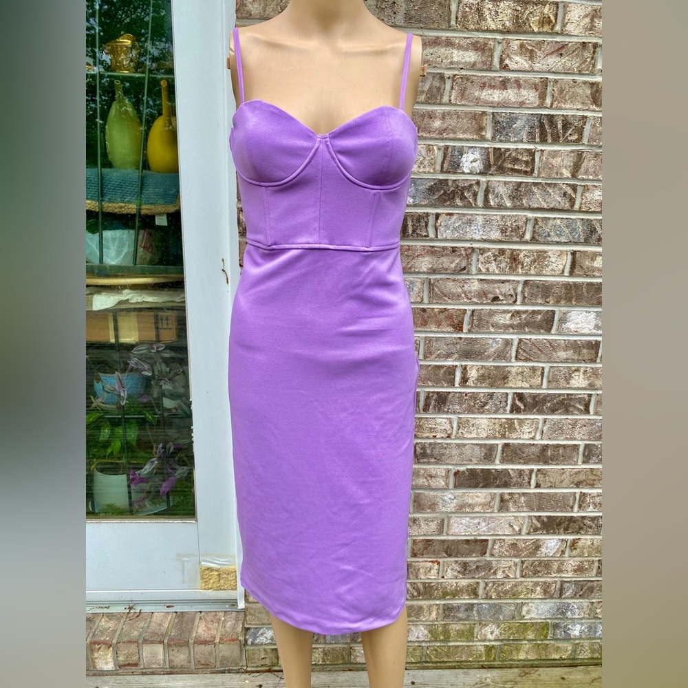 Zara Corset Style Lavender Light Purple Midi Bustier Dress - Picture 5 of 15